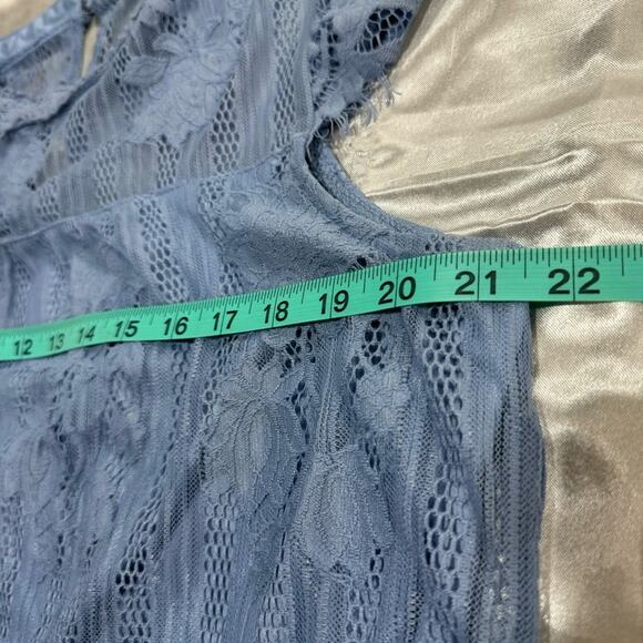 Y2K Babydoll Powder Blue Lace Blouse Size Medium Croquette Romantic - Picture 5 of 12